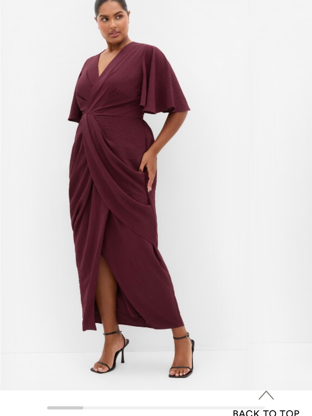 City Chic Braelynn Drape Maxi Dress - dark cherry
